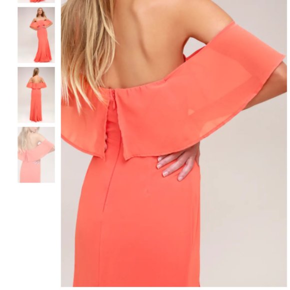 Lulu's All My 💗 Off-the-Shoulder Maxi Dress BNWT - Picture 4 of 10